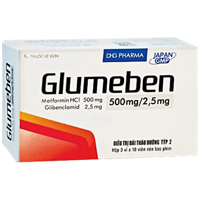 Glumeben 500mg/2.5mg điều trị đái tháo đường týp 2 (3 vỉ x 10 viên) - 1